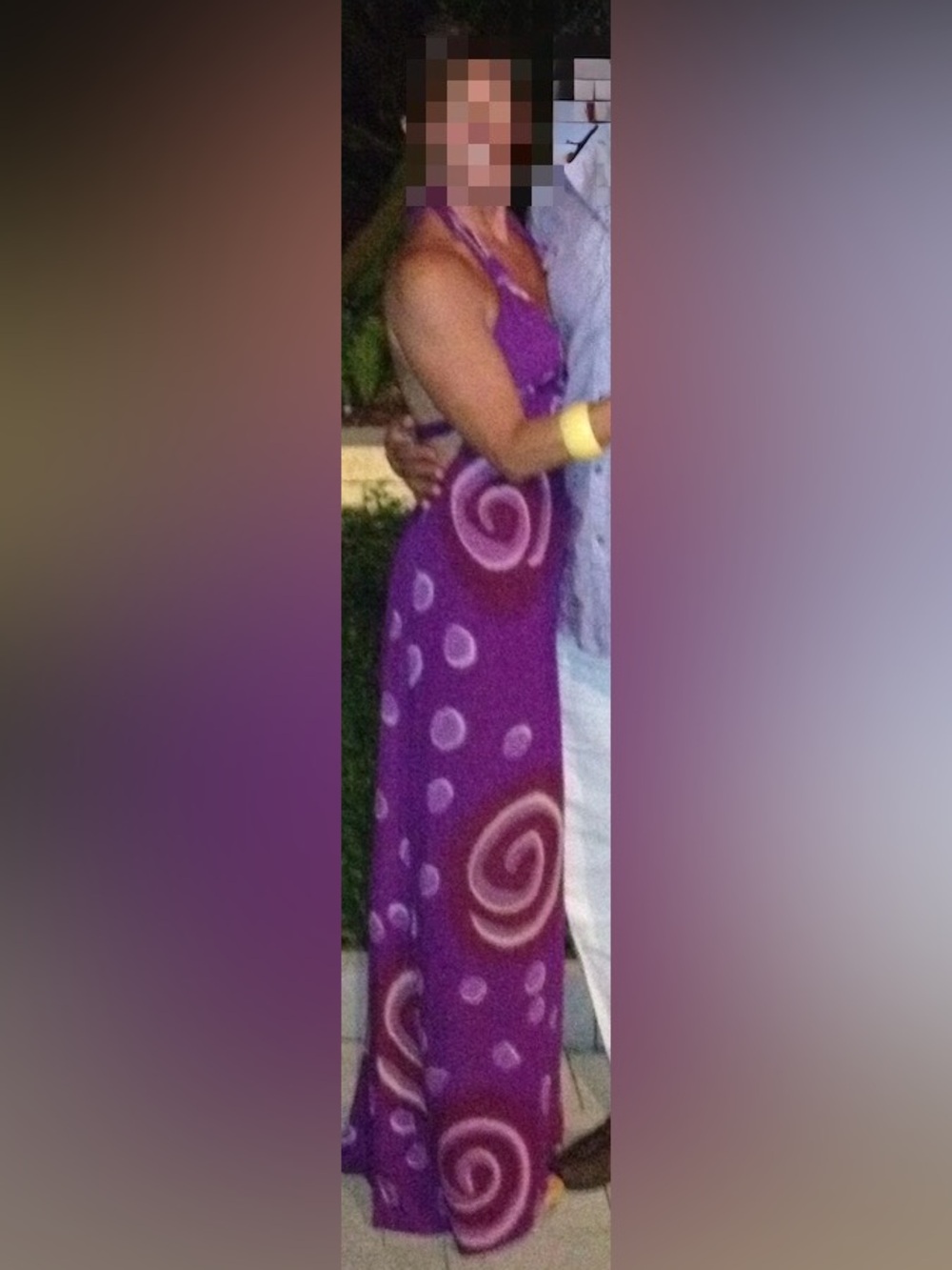 Beautiful Purple Halter Maxi Dress with Swirl Print